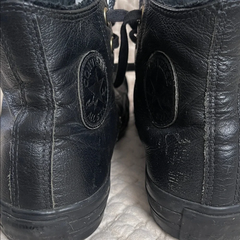 Black leather Converse High-top Women’s 8 - Picture 4 of 8
